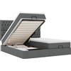 vidaXL Letto ottomano con materassi e LED in tessuto grigio scuro 180x200 cm