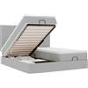 vidaXL Letto ottomano con materassi e LED in velluto grigio chiaro 180x200 cm