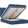 vidaXL Letto ottomano con materasso blu 140x200 cm in tessuto