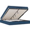 vidaXL Ottoman letto con materassi blu 200x200 cm tessuto