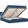 vidaXL Letto ottomano con materassi e LED Tessuto blu 200x200 cm