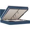 vidaXL Ottoman letto con materassi blu 200x200 cm tessuto