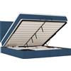 vidaXL Letto ottomano con materassi e LED Tessuto blu 200x200 cm