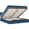 vidaXL Ottoman letto con materasso blu 200x200 cm tessuto