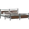 vidaXL Letto in metallo senza materasso effetto rovere marrone 193x203 cm