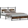 vidaXL Struttura letto senza materasso rovere fumé 140x190 cm materiale a base di legno