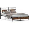 vidaXL Struttura letto senza materasso rovere affumicato 150x200 cm materiale a base di legno