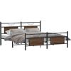 vidaXL Letto in metallo senza materasso effetto rovere marrone 183x213 cm
