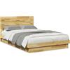 vidaXL Letto in legno massiccio con testiera senza materasso 120x200 cm in legno di quercia