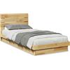 vidaXL Letto in legno massiccio con testiera senza materasso 75x190 cm in legno di quercia