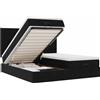 vidaXL Ottoman letto con materassi nero 180x200 cm velluto