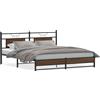 vidaXL Letto in metallo senza materasso effetto rovere marrone 183x213 cm