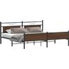 vidaXL Letto in metallo senza materasso effetto rovere marrone 193x201 cm