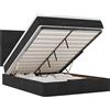 vidaXL Ottoman letto con materassi nero 140x190 cm velluto