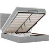 vidaXL Ottomana con materasso e LED Tessuto grigio chiaro 140x190 cm