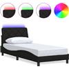 vidaXL Struttura letto con LED senza materasso nero 80x200 cm in tessuto