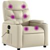 vidaXL Poltrona massaggiante con funzione relax, Pelle finta, crema