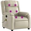 vidaXL Poltrona massaggiante con funzione relax, Pelle finta, crema