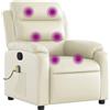 vidaXL Poltrona massaggiante con funzione relax, Pelle finta, crema