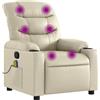 vidaXL Poltrona massaggiante con funzione relax, Pelle finta, crema