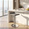 Milani Home - sgabello bar girevole in acciaio, ecopelle grigio chiaro, altezza regolabile 64/84 cm, con poggiapiedi