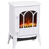 HOMCOM Camino da Terra Elettrico Potenza 1000W / 2000W con Effetto Fiamma Regolabile, 39x23x56.5cm, Bianco | Aosom Italy