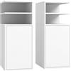 HOMCOM Set 2 comodini salvaspazio con anta e vani aperti, 25x30x60 cm, bianco | Aosom Italy