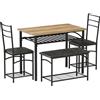 HOMCOM Set da pranzo 4 pezzi con tavolo, 2 sedie e panca imbottite, marrone | Aosom Italy