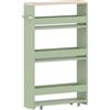kleankin Carrello contenitore a 3 livelli su ruote con maniglia, 48x15x80 cm, verde | Aosom Italy