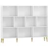 HOMCOM Libreria a 10 cubi con 3 ripiani e gambe in legno massello, bianco effetto legno | Aosom Italy