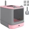 PawHut Lettiera coperta con uscita superiore, paletta e sacchetti deodoranti, 44,5x34,5x40,5 cm, rosa | Aosom Italy