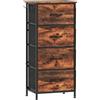 HOMCOM Cassettiera in tessuto con 4 cassetti, 4 tasche e 2 ganci, 45x30x94,5 cm, marrone | Aosom Italy