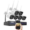 ANNKE Kit Videosorveglianza WiFi 3MP, 10CH NVR 5MP e 6 Telecamere Wireless, Supporta Visione Notturna IR, Audio a 2 Vie, Rilevamento di Persone/Veicoli,Compatibile con Alexa