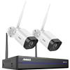 ANNKE Kit Videosorveglianza WiFi 3MP, NVR 10CH 5MP e 2 Telecamere Wireless, Supporta Visione Notturna IR, Audio a 2 Vie, Rilevamento di Persone/Veicoli,Compatibile con Alexa
