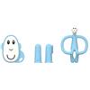 Matchstick Monkey, Antimicrobial Teething Starter Set - 1 Flat Face Teether, 1 Animal Teether, 2 Silicone Finger Toothbrushes, 3 Months Old+, Light Blue Monkey