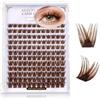 Arison Lashes Ciglia Finte Ciuffetti Marroni, Extension Ciglia a Ciuffetti Effetto Naturale, Brown Lashes Clusters per DIY, 9-16 mm Mix