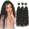 Tuheerst 22 24 26 Inch 1B Natural Black Bundles Human Hair Double Weft Water Wave capelli umani Extensions Unprocessed Brazilian Virgin Hair Capelli Umani Total 3 Bundles Total 150g