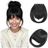 Benehair Frangia Clip Capelli Naturale Extension Frangetta Finta con Clip Sintetica French Bangs Fringe Hairpiece Posticci Adatto a Donna(Nero, 30g)