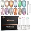 Nicedeco Set Smalto Gel Occhio di Gatto con Effetto Pelliccia, 12 Colori 5ml-Effetto Olografico UV LED con Glitter, Rimovibile con Magnete per Nail Art Fai-da-Te e Salone, Kit 12-19
