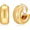 WOWORAMA Orecchini a cerchio a clip in oro per donne Orecchini grandi classici e voluminosi Orecchini a cerchio non traforati Orecchini a cerchio a clip minimalisti, One Size, Rame, Non pietra
