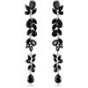 EVER FAITH Orecchini pendenti in cristallo con strass, stile Art Deco Marquise a goccia, lunghi orecchini pendenti per donna, per sposa, matrimonio, ballo di fine anno, colore argento trasparente