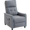 Poltrona Massaggiante 69x93x104 cm Reclinabile a 160° con Poggiapiedi e Telecomando Effetto Lino Grigio Chiaro