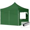 TOOLPORT Gazebo Pieghevole Giardino 3x3m - 4 Laterali Alluminio Telo Idrorepellente Padiglione Mercati Sagre Verde