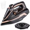 LEHMANN Ferro da Stiro a Vapore senza Filo, fino 3000W & 35 g/min Vapore Continuo, Regolazione Temperatura e 5 Programmi, Piastra in Ceramica, Funzione di Stiratura Verticale, Nero/Rosa Oro