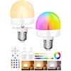 TobeBright Lampadina Ricaricabile USB E27 con Telecomando, 12 Colori RGB+3 Temperature, Magnetico, Dimmerabile, 2000mAh, Timer, Luce LED a Batteria per Lampade da Tavolo, Campeggio, Emergenza - 2 Pezzi
