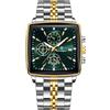 Poedagar Orologio da polso maschile di lusso impermeabile luminoso in acciaio inossidabile orologio cronografo data business casual orologi da uomo al quarzo, Colore: verde oro., Bracciale