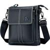 pundarika Borsello Uomo Tracolla Pelle Borsetta da Uomo Tracolla in Vera Pelle Borse Uomo Borselli a Spalla Crossbody Borse,tracolla regolabile-Nero