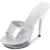 Vosswear Sandali Infradito Plateau Trasparente Fascia Larga, Tacco 13 cm | Tomaia vernice lucida, larga fascia frontale, punta aperta, struttura senza retro, suola plateau trasparente
