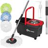 SIMPLI-MAGIC 360° Spin Mop and Bucket with Wringer - 3 High-Absorbent Microfiber Washable Heads, Soap Dispenser - Spinning Mop and Bucket Set for All Types Floor Cleaning
