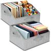VINATO 2 Pezzi Scatole Portaoggetti, 24L Cubo Portaoggetti Pieghevole in Tessuto con Maniglia, Partizioni Regolabili, Contenitori per Armadio Salvaspazio per Vestiti, Libri, Giocattoli, 40*30*20cm